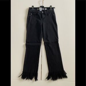 Black flared straight leg jeans